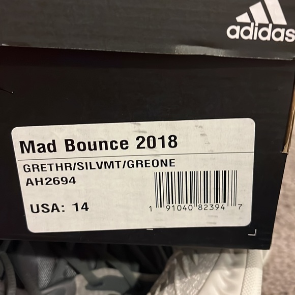 Adidas Mad Bounce 2018 Basketball Shoes Sneakers new grey Mens Size 14 - Picture 13 of 13